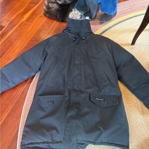 Canada Goose Men's Black Parka Coat with Fur-Trim Hood